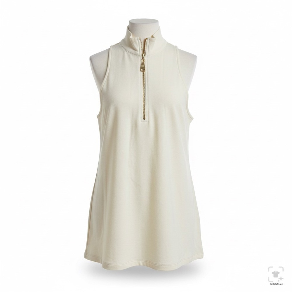 Spartina 449 Womens Small Cream 100% Cotton Quarter‎ Zip Sleeveless Polo Top